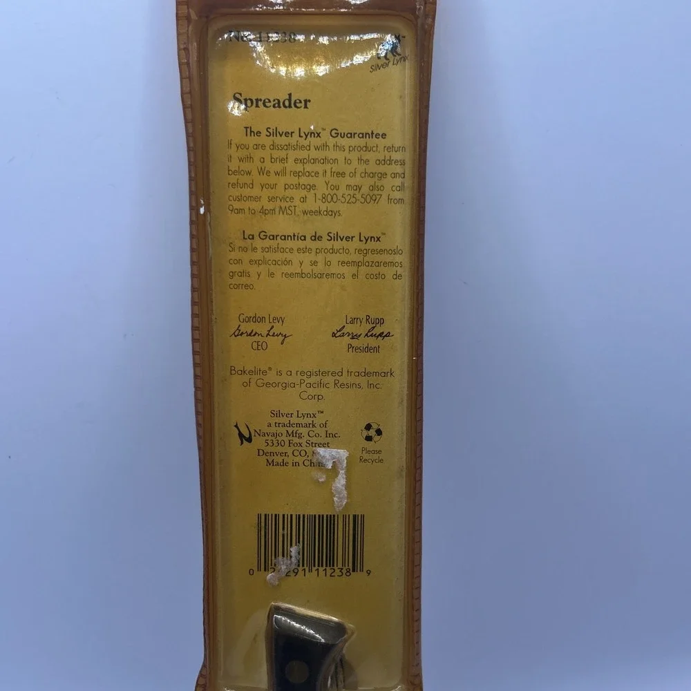 Silver Lynx Spreader Bakelite Handle NOS Vintage